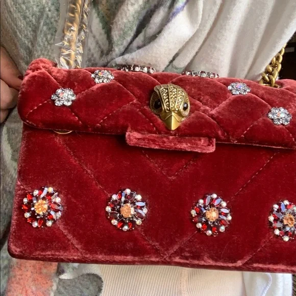 SOLD⛔️KURT GEIGER LONDON Velvet crystals silver chain convert shoulder/Crosby - Picture 13 of 16